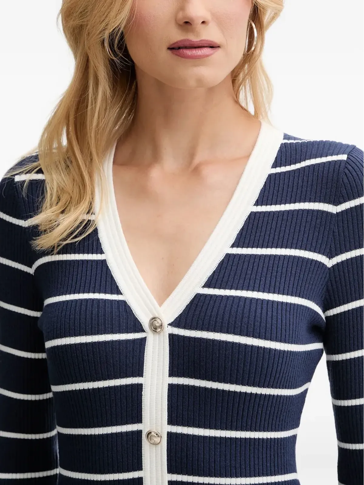 GUESS USA ストライプ柄 ボタンフロント ドレス - ブルー - 画像4