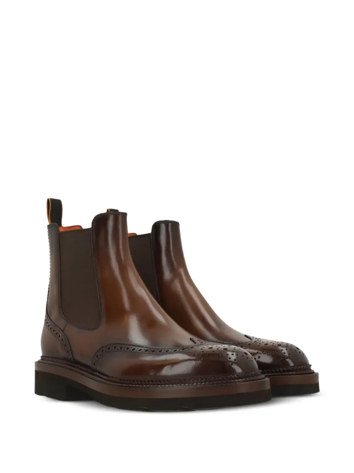 Santoni ブローグディテール チェルシー ブーツ - 画像2
