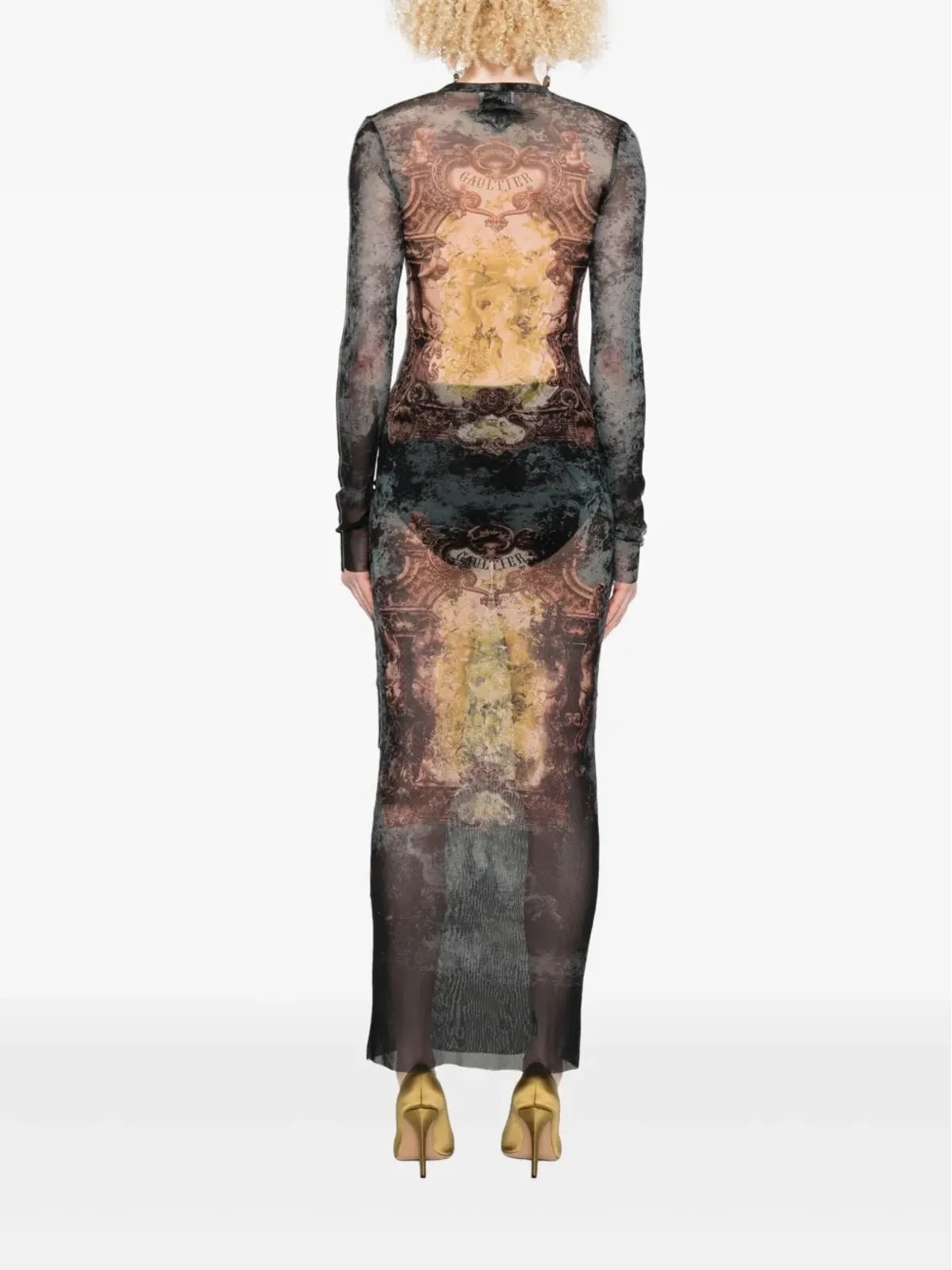 Jean Paul Gaultier バロック柄ロングスリーブマキシドレス - 画像4