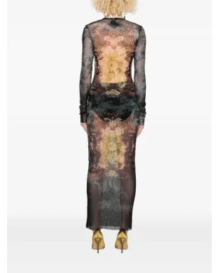 Jean Paul Gaultier バロック柄ロングスリーブマキシドレス - サムネイル4
