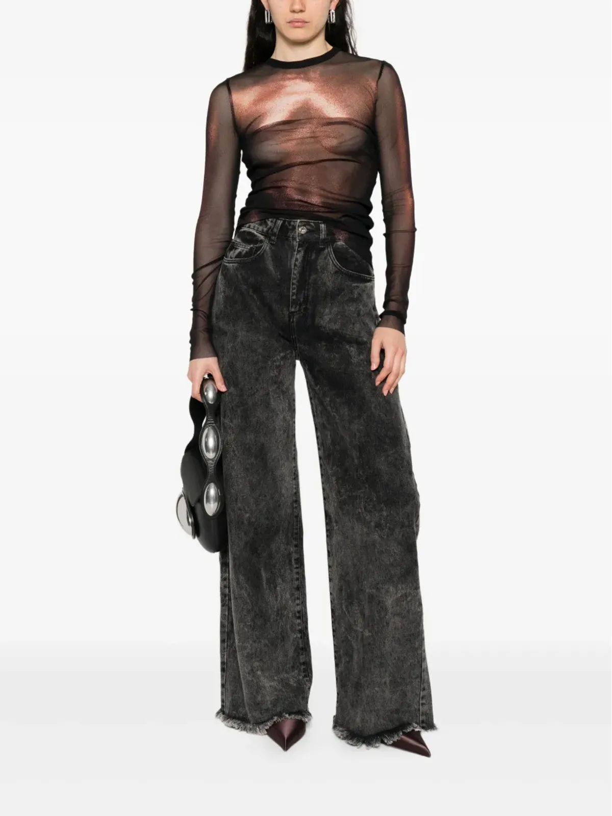 Jean Paul Gaultier メッシュ ボディプリント トップ - 画像2