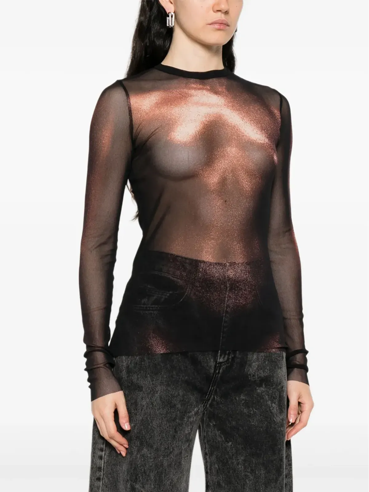 Jean Paul Gaultier メッシュ ボディプリント トップ - 画像3