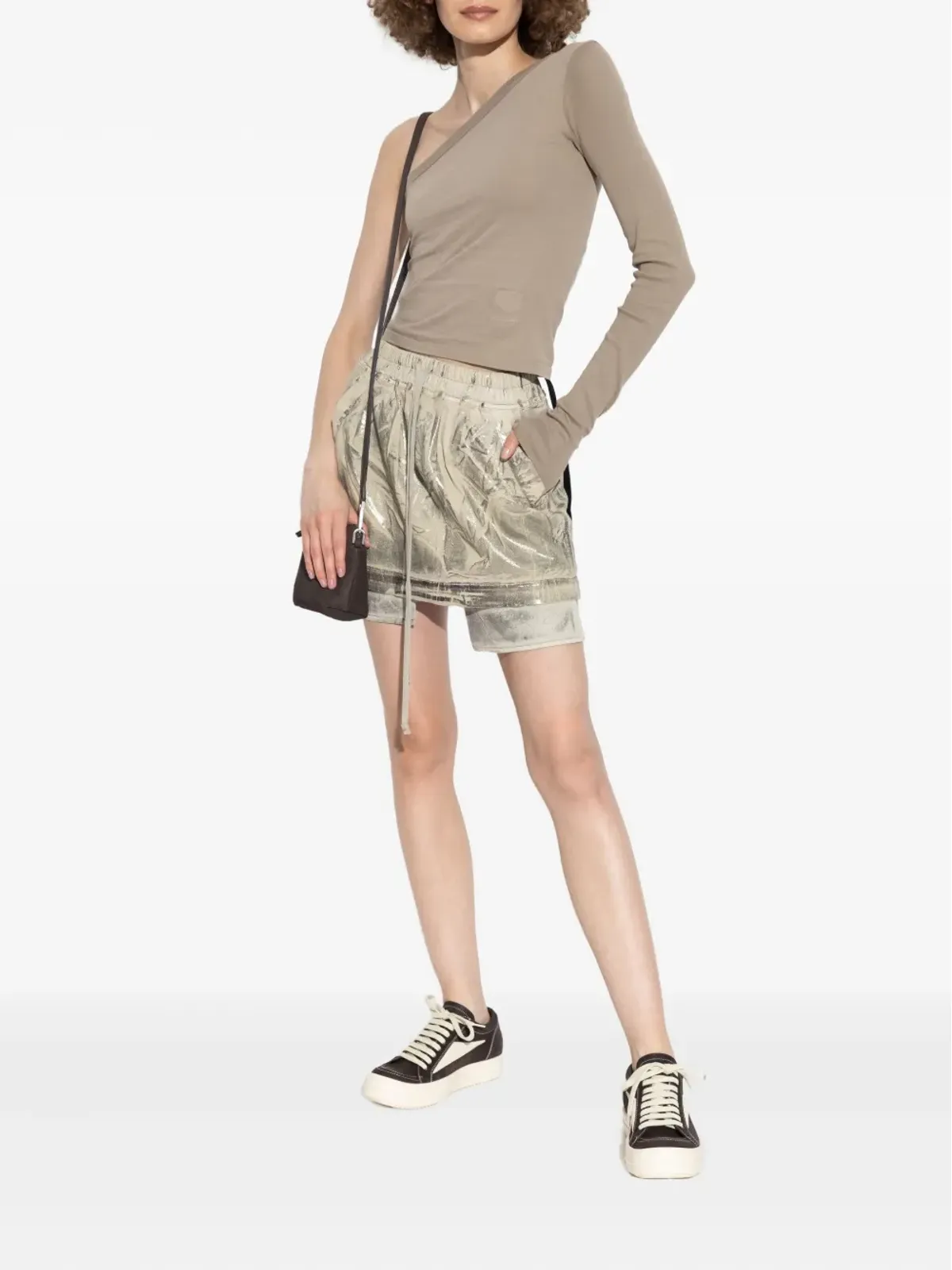 Rick Owens DRKSHDW メタリック効果のレイヤードスカート - 画像2