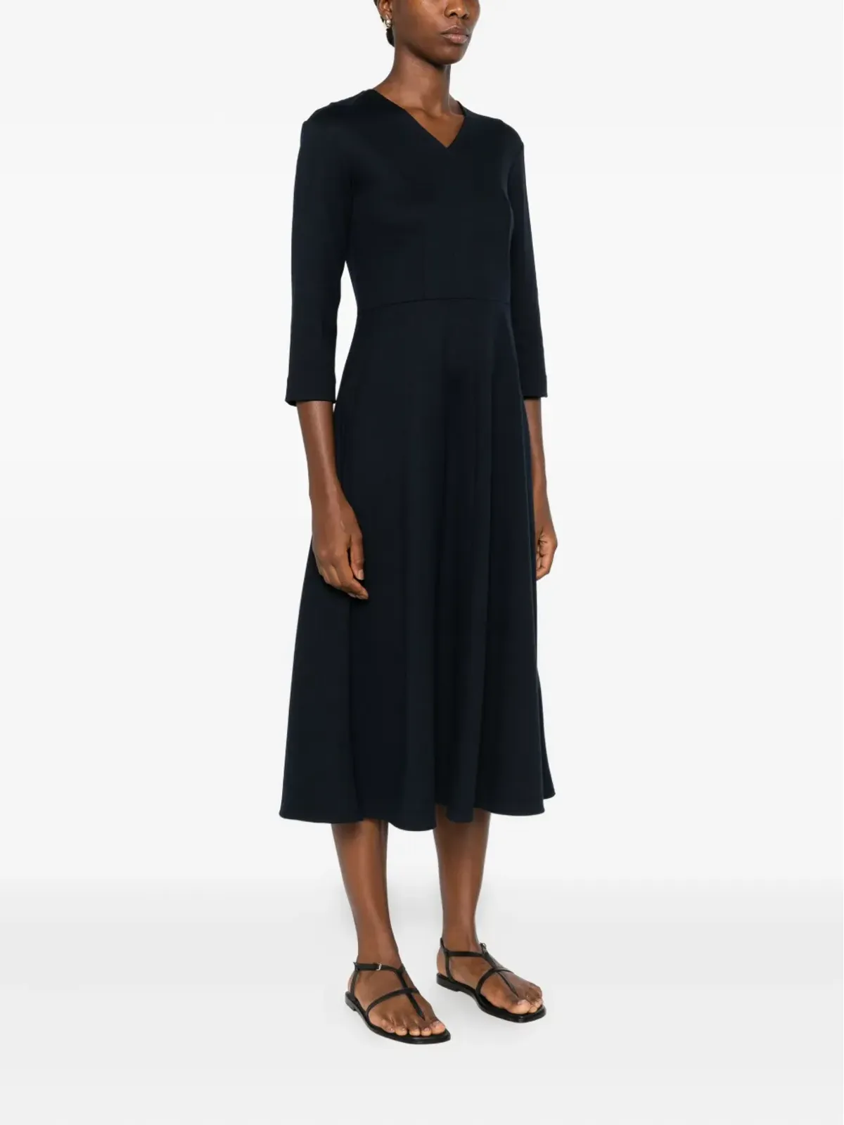 S Max Mara 3/4袖フレアドレス（ネイビー） - 画像3