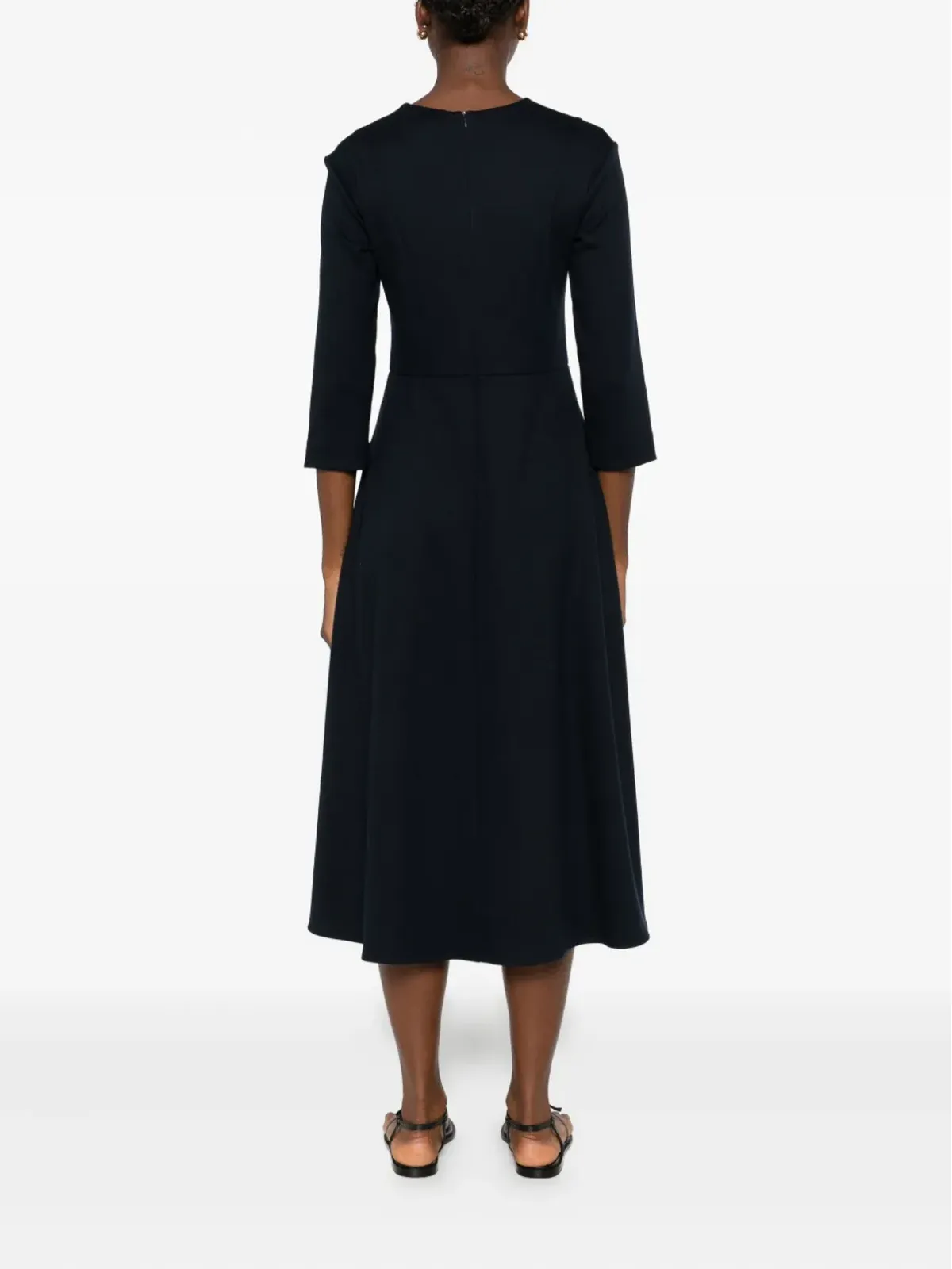S Max Mara 3/4袖フレアドレス（ネイビー） - 画像4