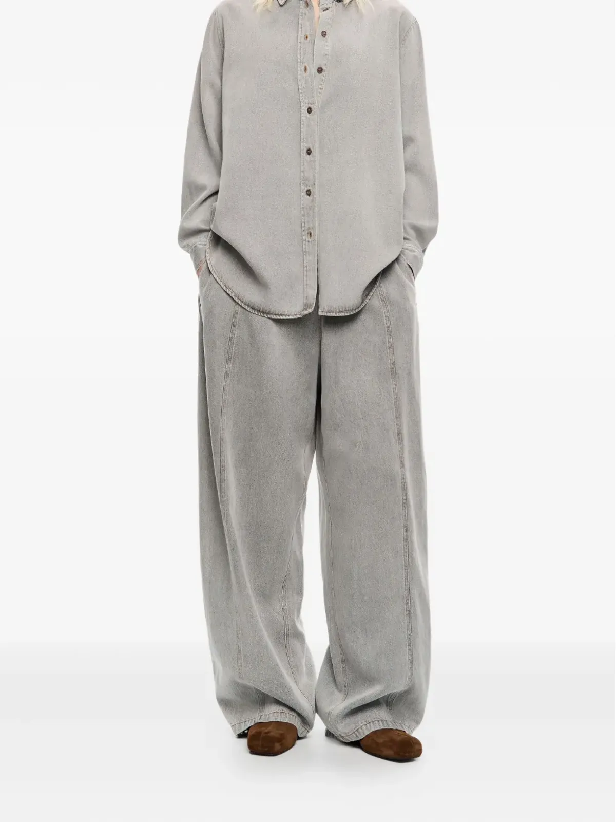 Bimba y Lola ウエストゴム入りワイドデニムジーンズ - 画像2