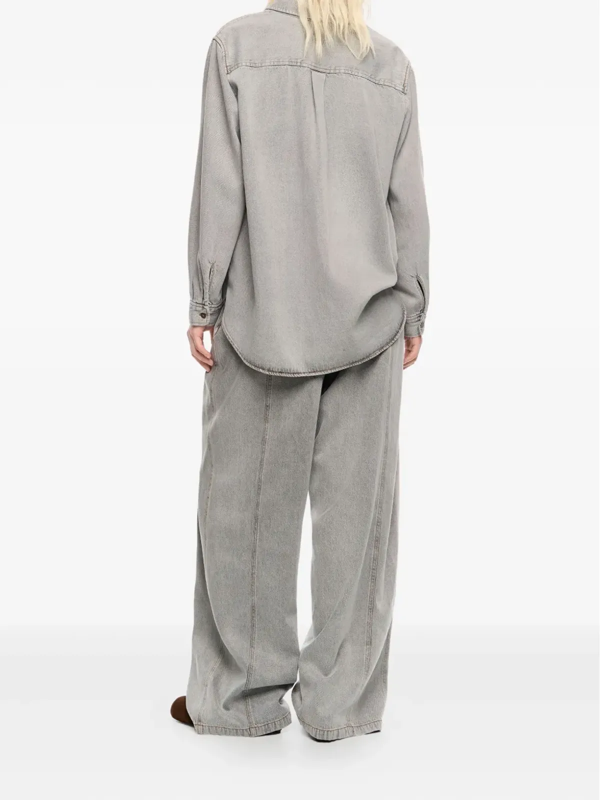 Bimba y Lola ウエストゴム入りワイドデニムジーンズ - 画像4