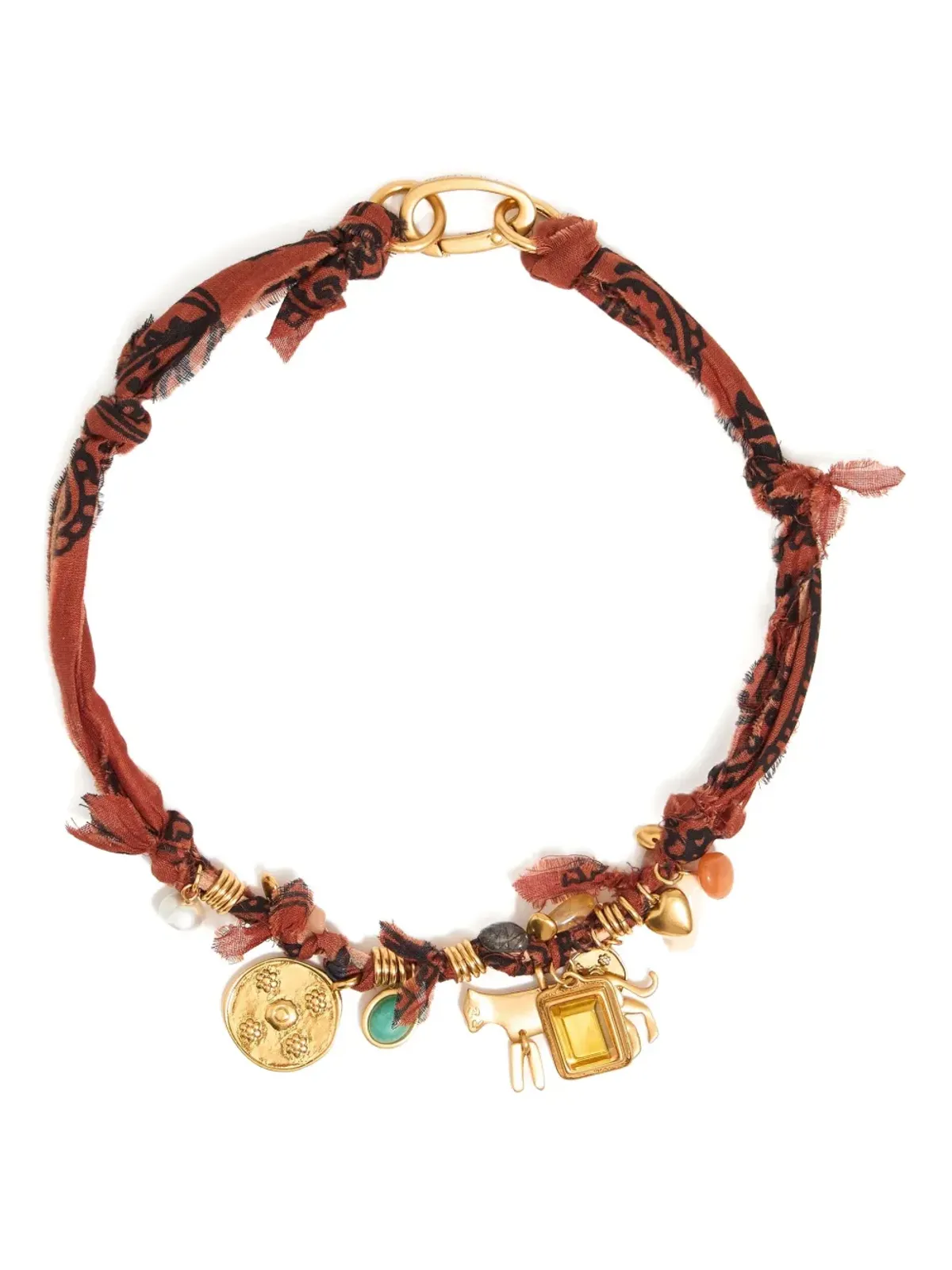 Bimba y Lola 編み込みファブリック チャームネックレス - Brown - 画像1