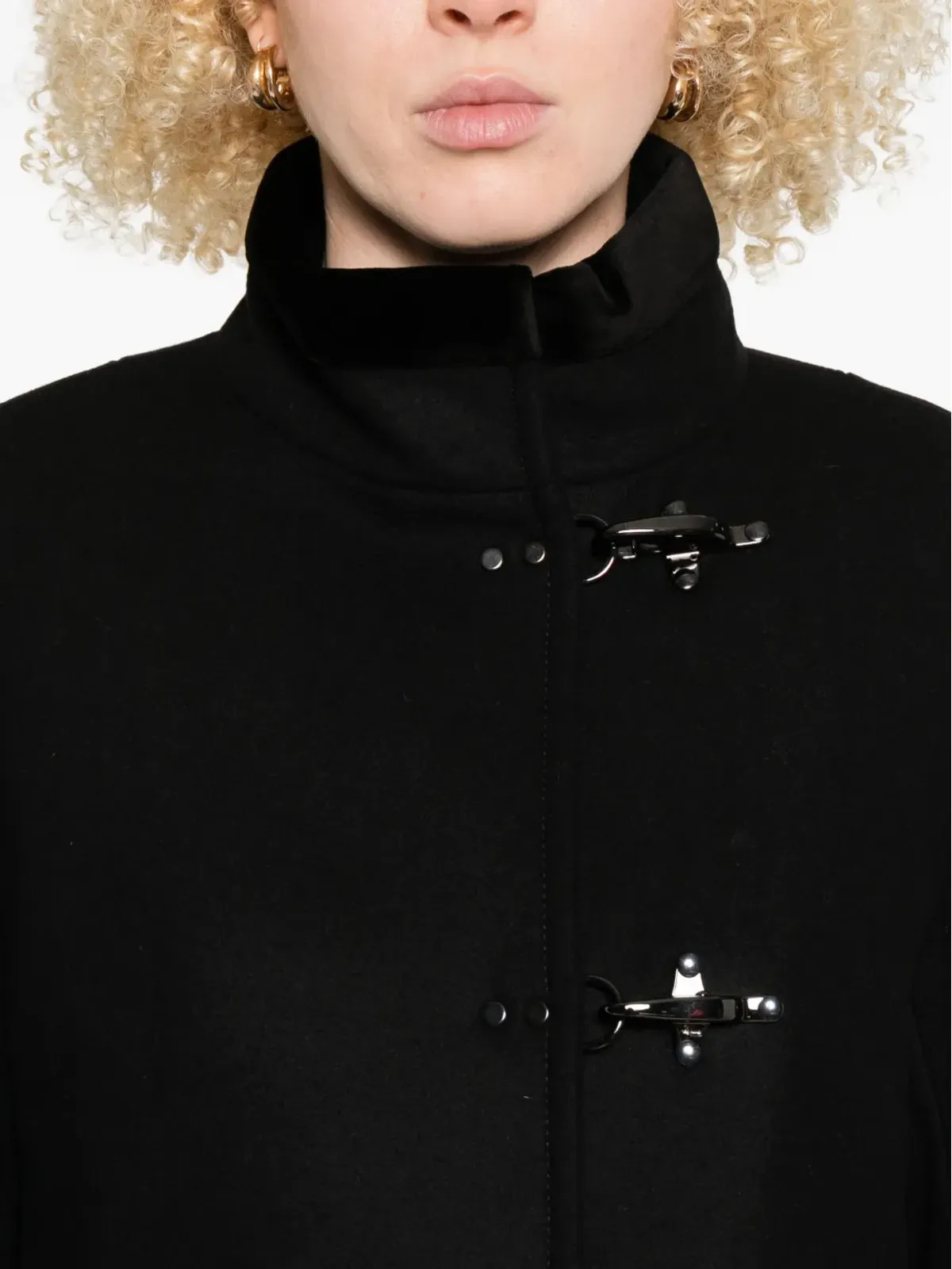 Fay toggle-fastening single-breasted coat - Black - 画像5