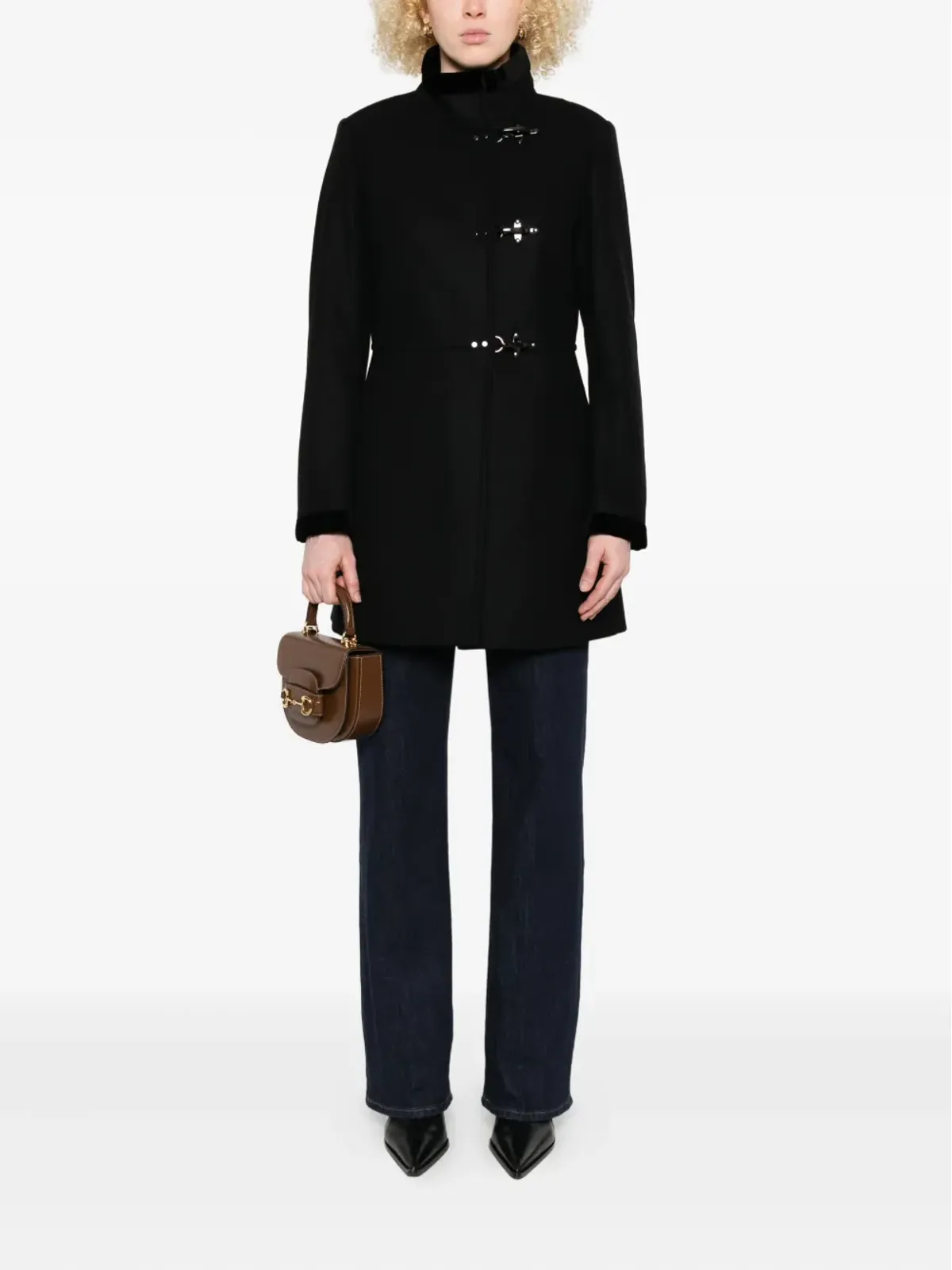 Fay toggle-fastening single-breasted coat - Black - 画像2