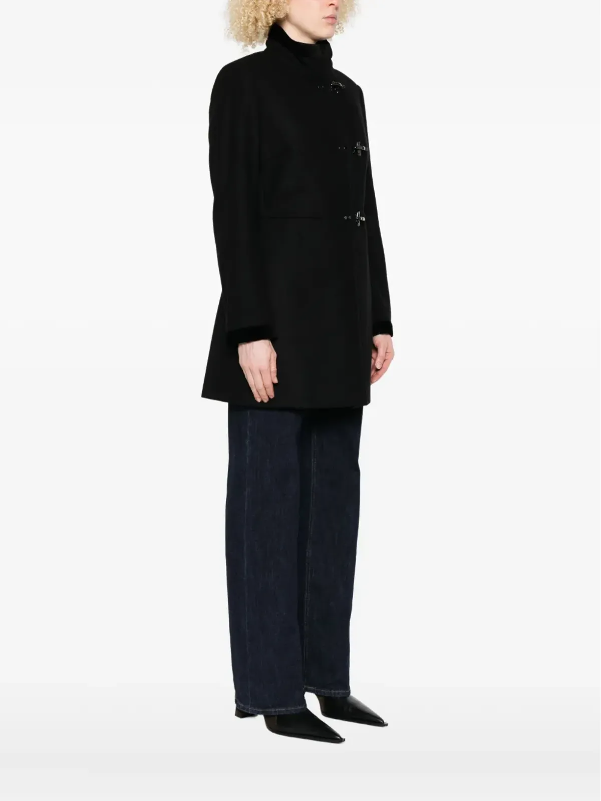 Fay toggle-fastening single-breasted coat - Black - 画像3