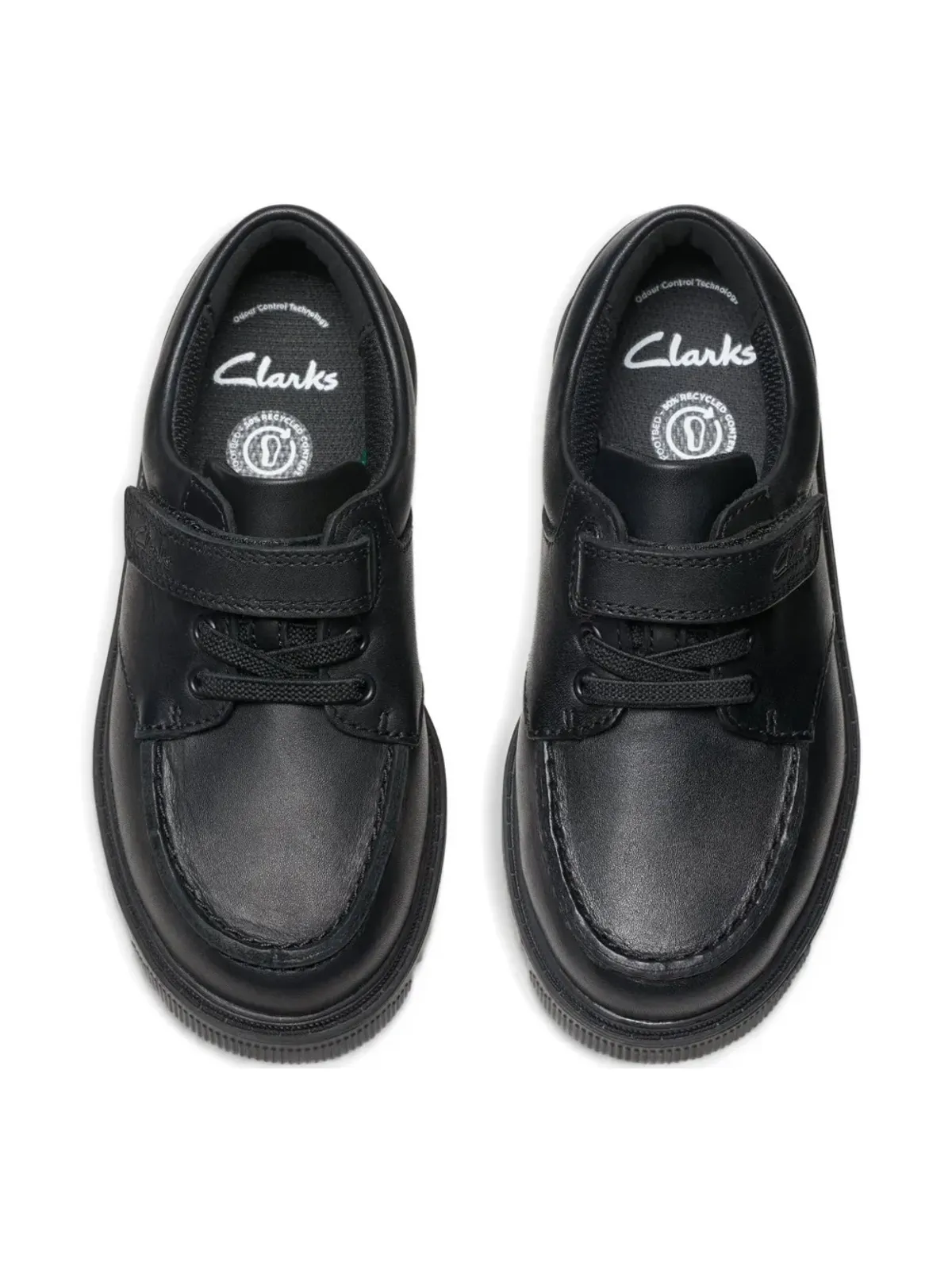 Clarks Kids Lorcam Edge レザー スニーカー ブラック - 画像3