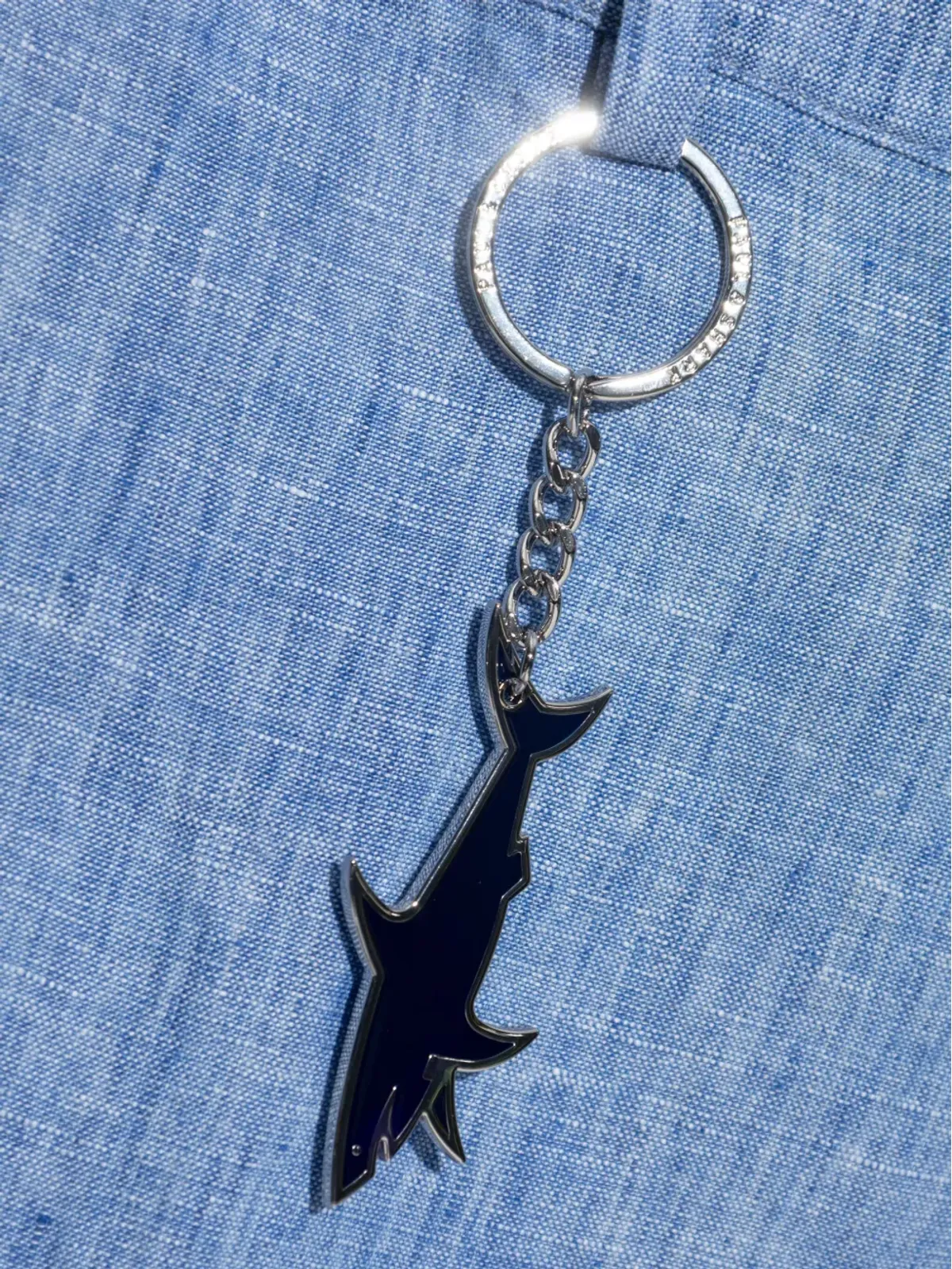 Paul & Shark シャークキーチェーン リネンパンツ ブルー - 画像5