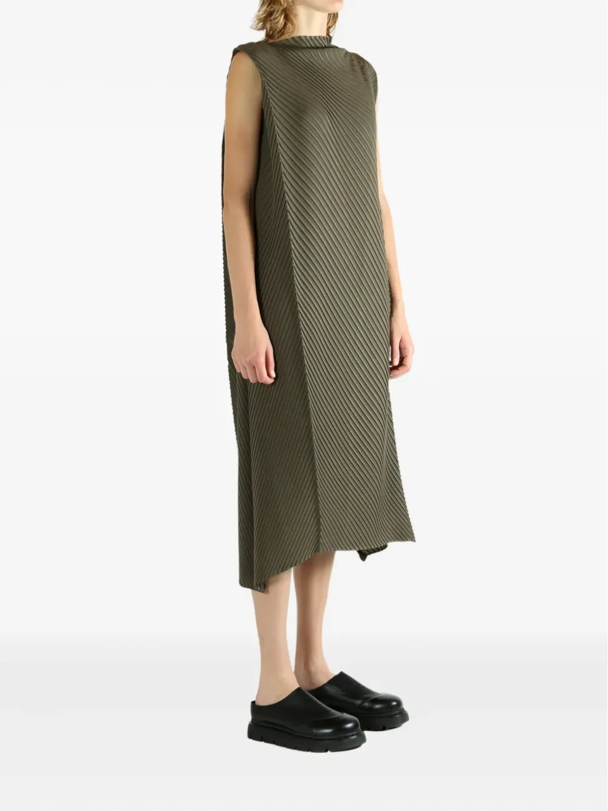 Issey Miyake フォールドプリーツ ノースリーブ ミディドレス - 画像2