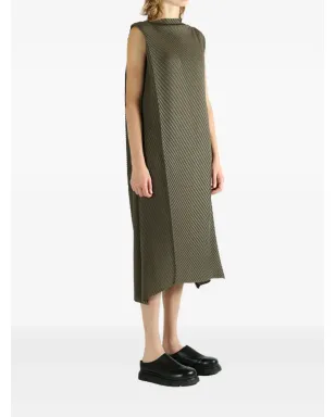 Issey Miyake フォールドプリーツ ノースリーブ ミディドレス - サムネイル2
