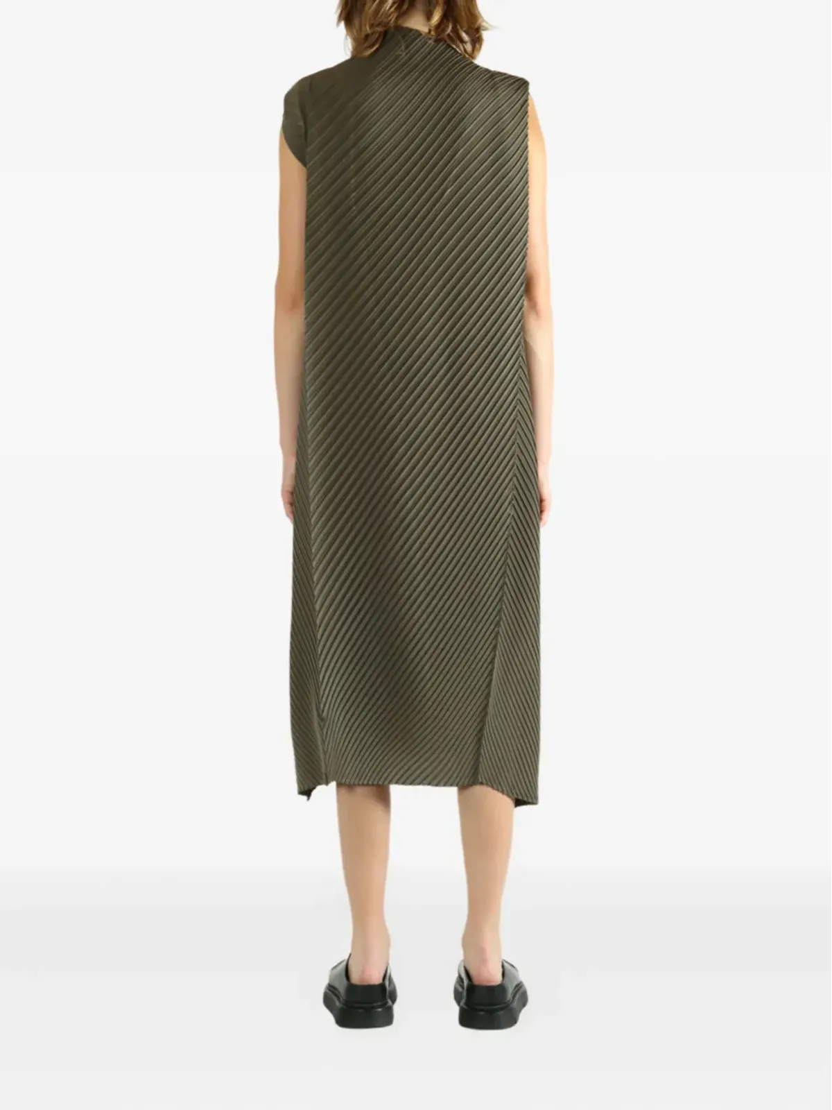 Issey Miyake フォールドプリーツ ノースリーブ ミディドレス - 画像3