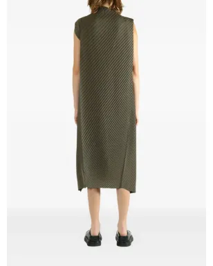 Issey Miyake フォールドプリーツ ノースリーブ ミディドレス - サムネイル3