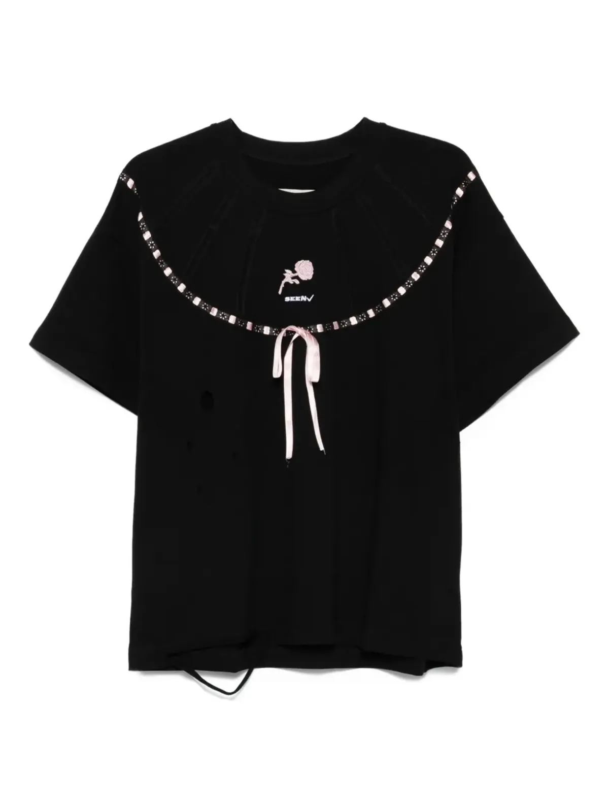 Seen Users Altered Dreamwear embellished-bow T-shirt - Black - 画像1