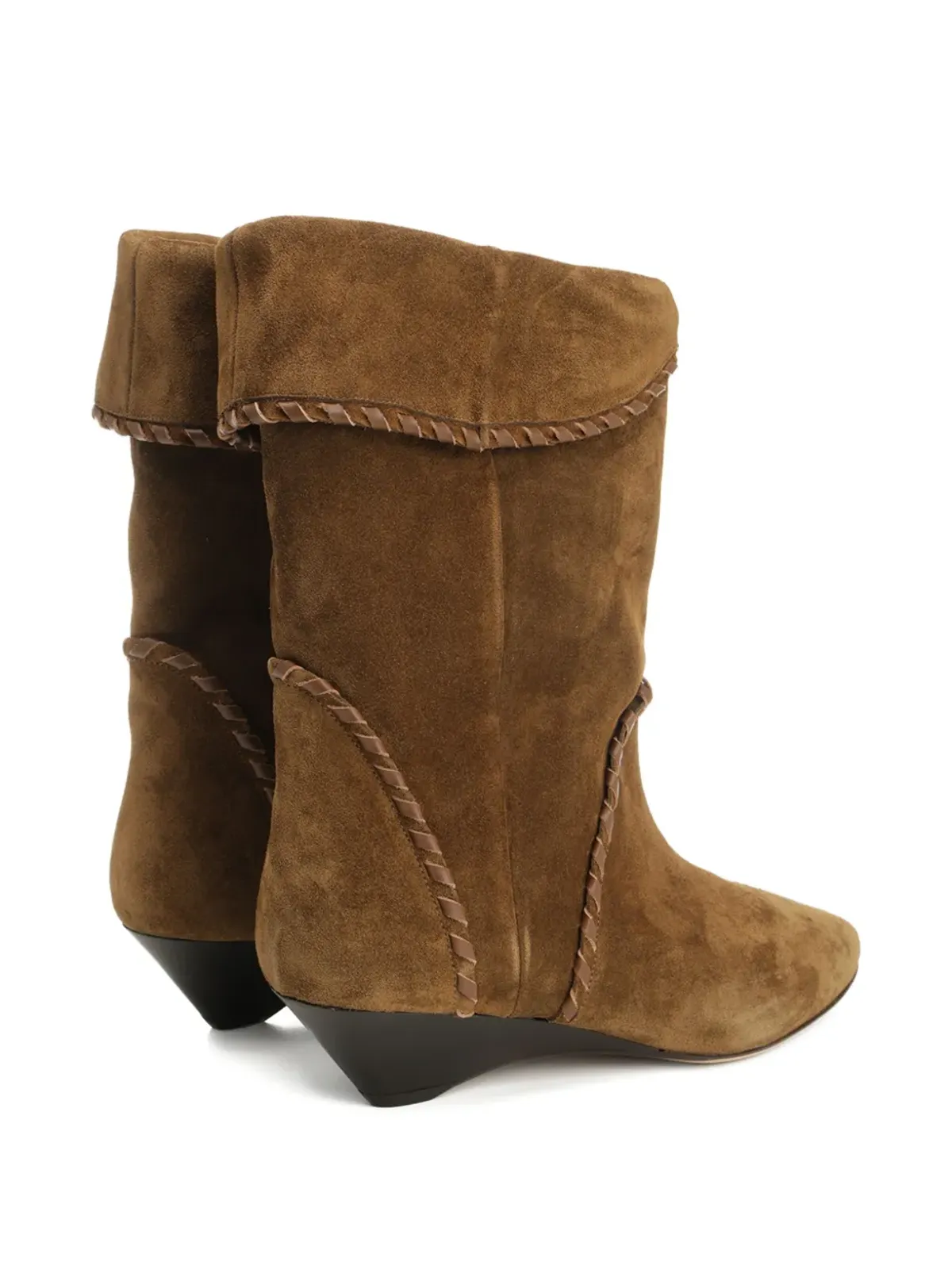 ISABEL MARANT ブラウンの編み込みディテール スエードブーツ - 画像5