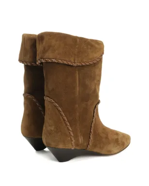 ISABEL MARANT ブラウンの編み込みディテール スエードブーツ - サムネイル5