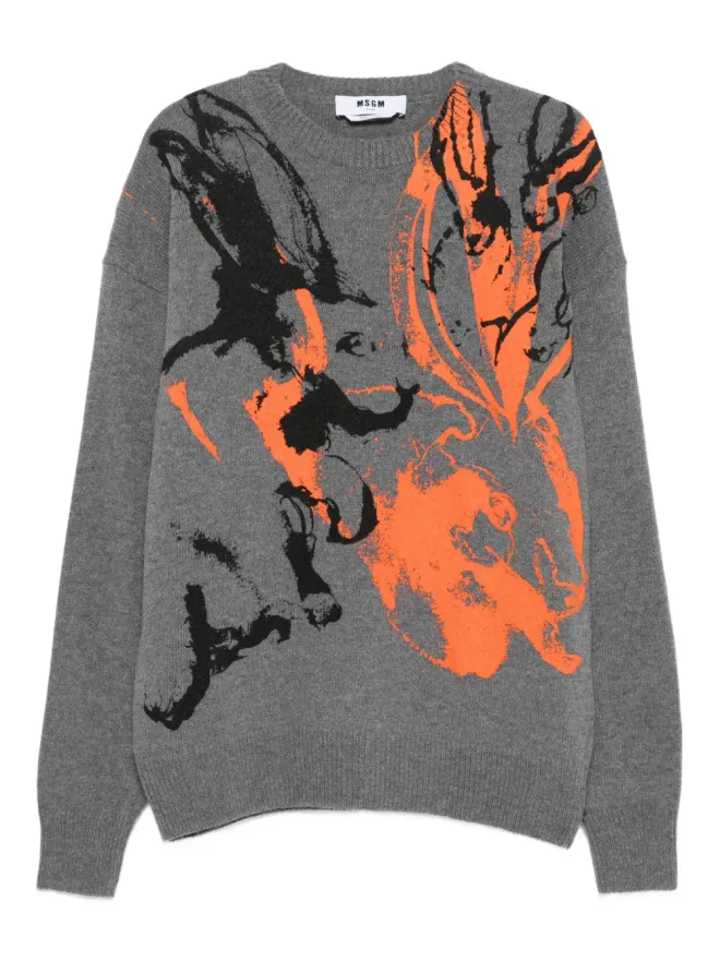 MSGM MSGM ウサギプリント クルーネック セーターの商品画像
