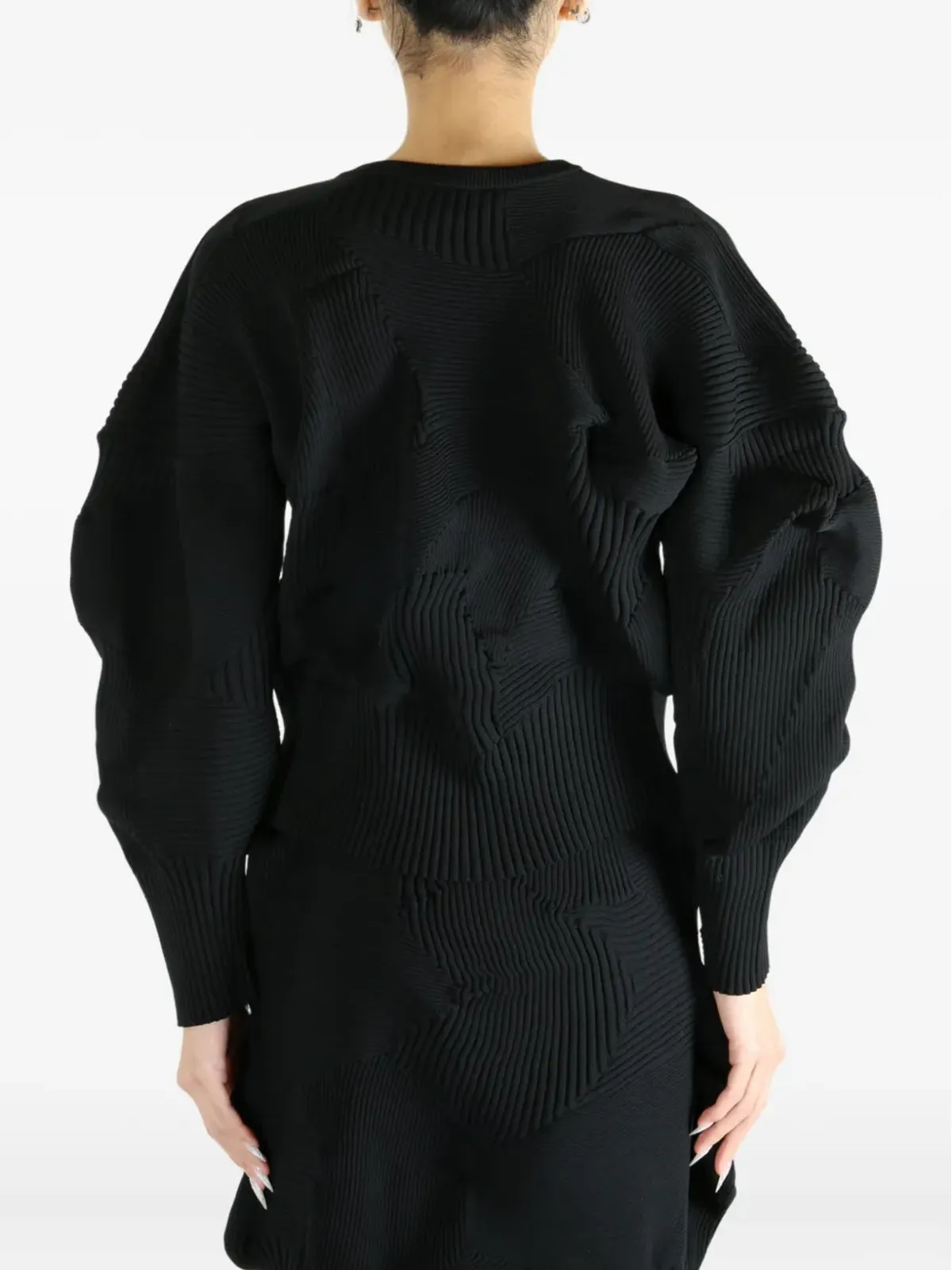 Issey Miyake リブ編みパネルドトップス - 画像5