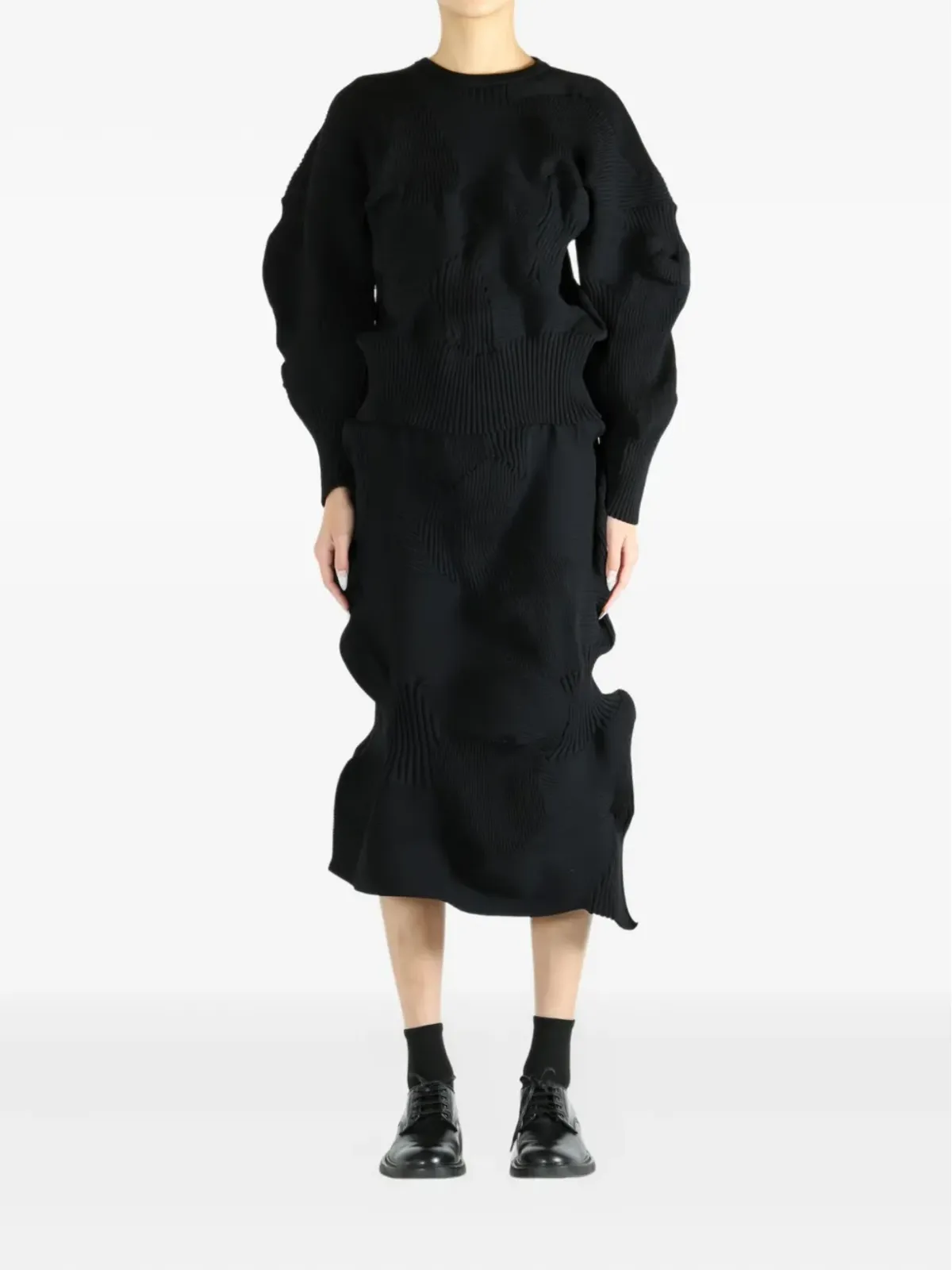 Issey Miyake リブ編みパネルドトップス - 画像2