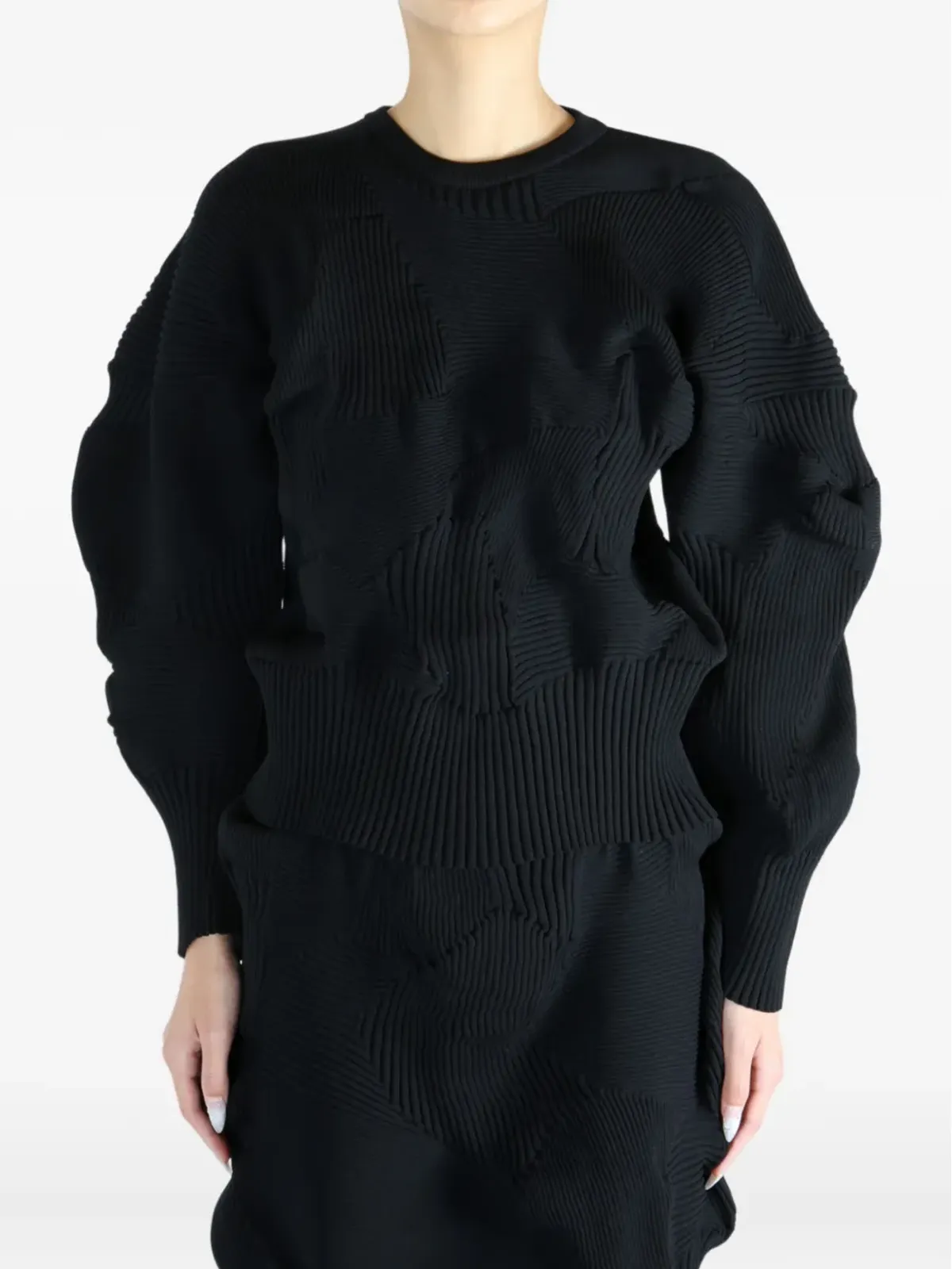 Issey Miyake リブ編みパネルドトップス - 画像3
