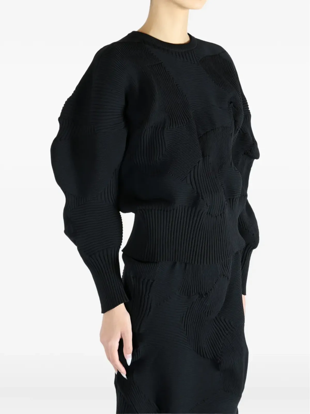 Issey Miyake リブ編みパネルドトップス - 画像4