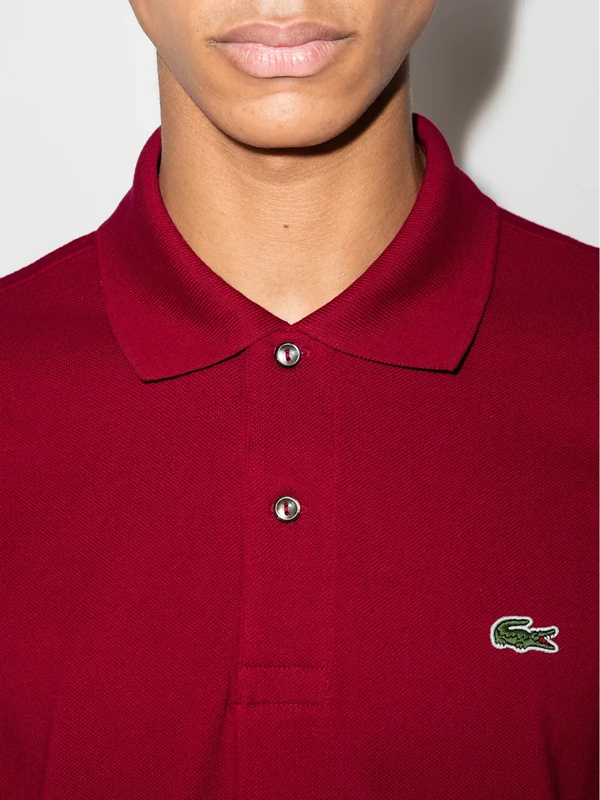 Lacoste ロゴパッチ ピケ ポロシャツ - レッド - 画像4