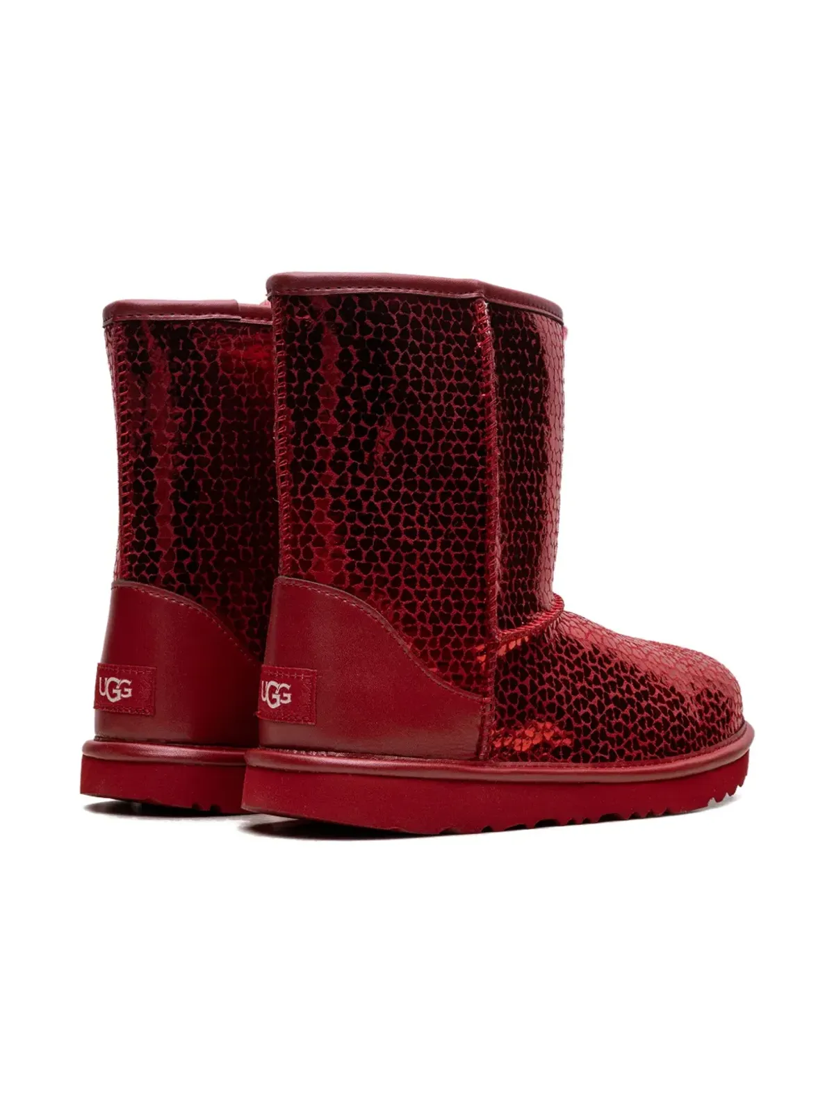UGG Kids クラシックII ジェルハーツ レッド ブーツ - 画像3