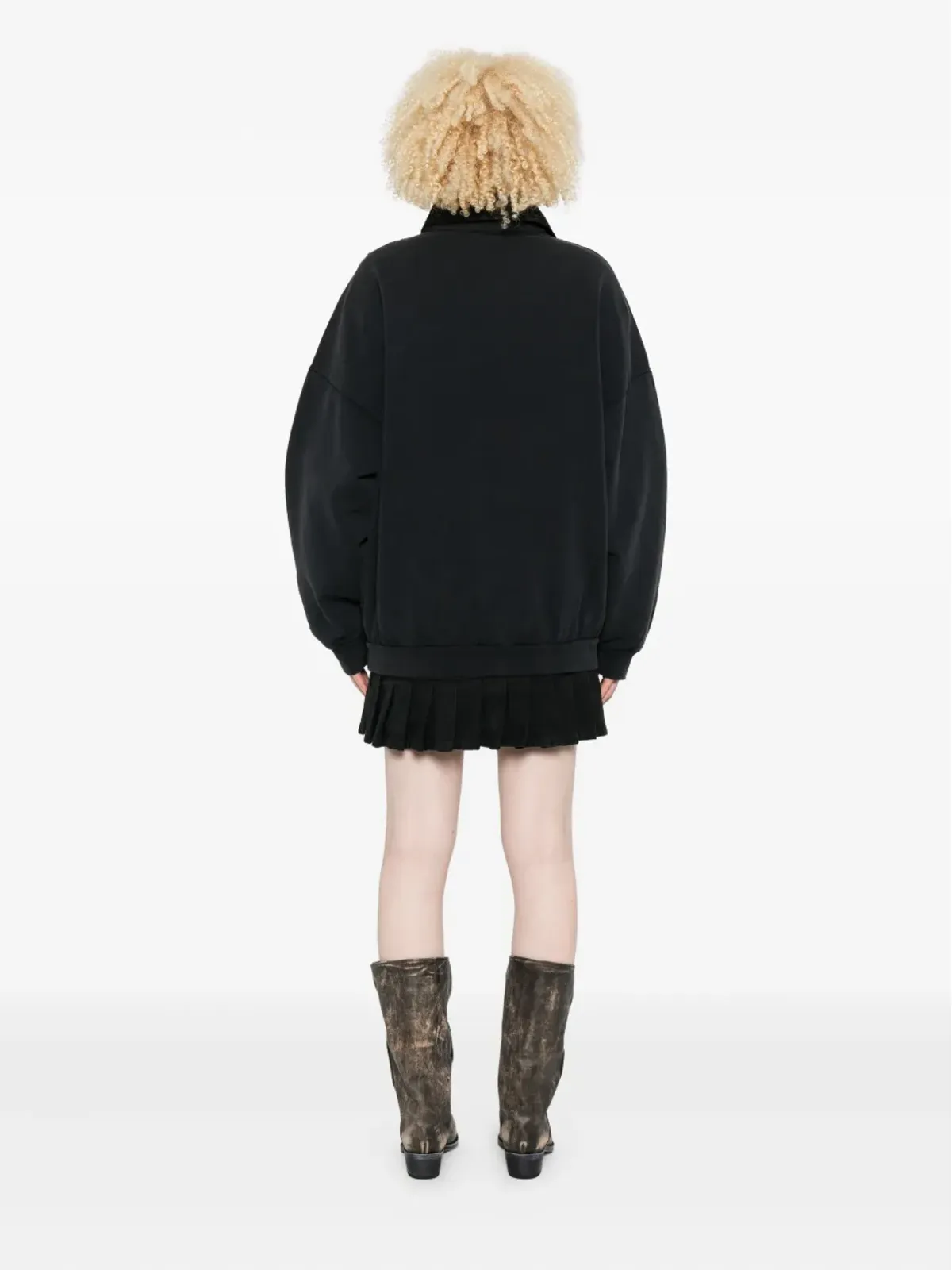 Balenciaga 刺繍入りプリーツミニドレス - Black - 画像4