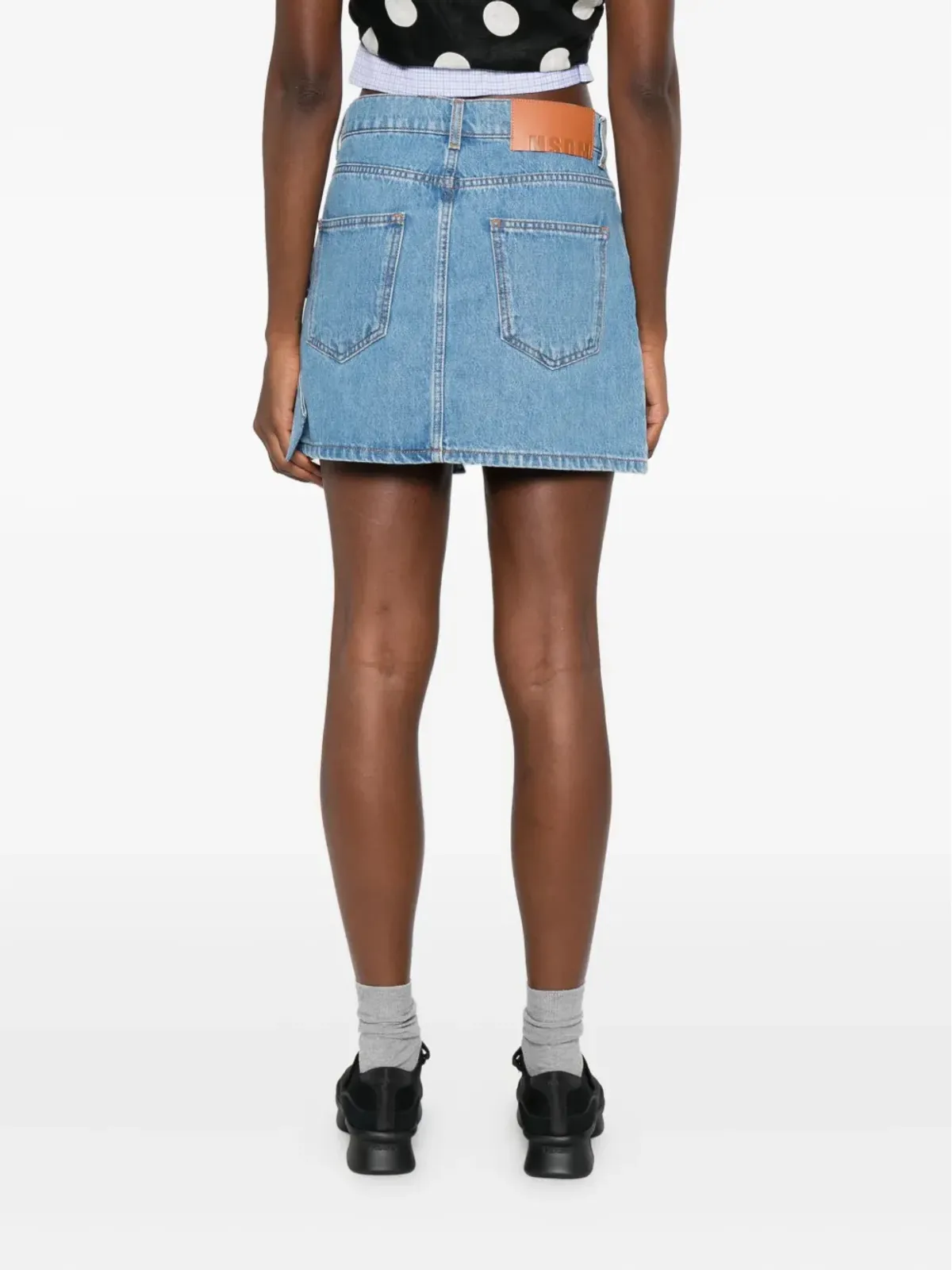MSGM ボウディテール デニム ミニ ストレートスカート - 画像4