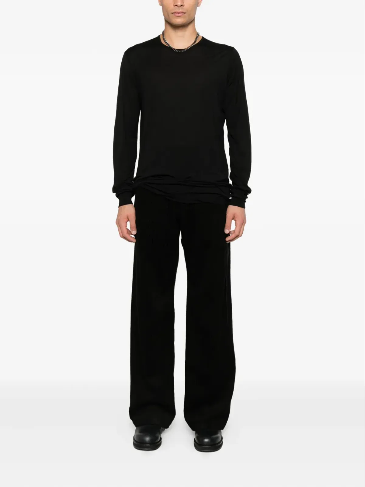 Rick Owens DRKSHDW コットン クルーネック ロングスリーブ Tシャツ - 画像2