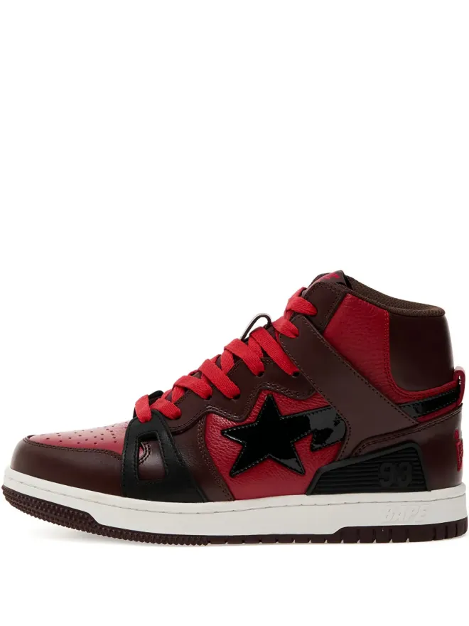 A BATHING APE® A BATHING APE® ロゴパッチ レザー スニーカー - レッドの商品画像