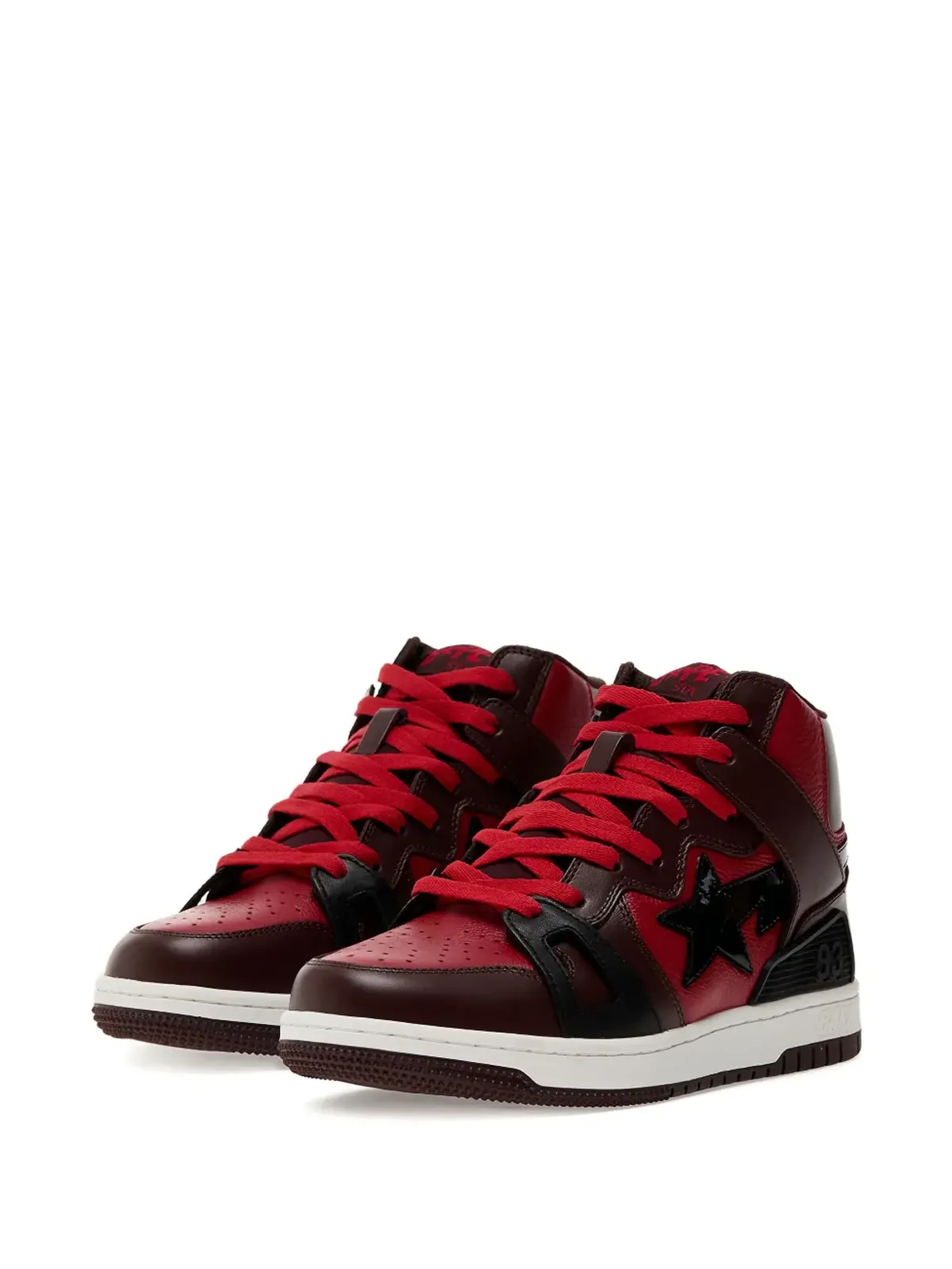 A BATHING APE® ロゴパッチ レザー スニーカー - レッド - 画像2
