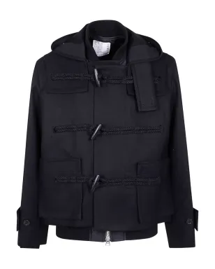 sacai hooded toggle-fastening jacket - Black - サムネイル1