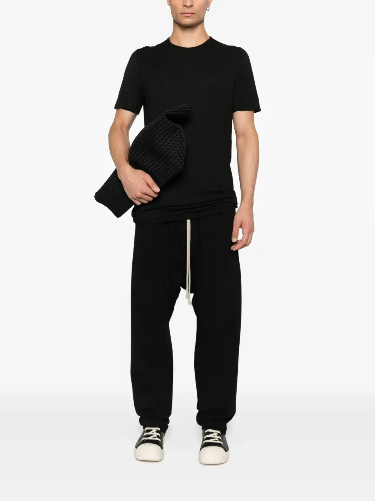 Rick Owens DRKSHDW サイドタイ オーガニックコットン Tシャツ ブラック - 画像2
