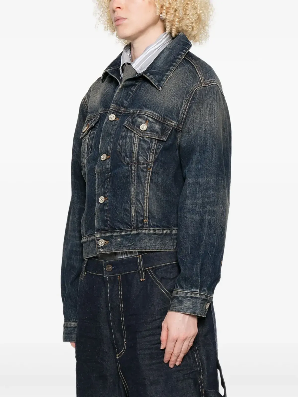 Balenciaga オフショルダーデニムジャケット - 画像3