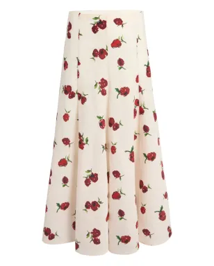 KHAITE Lenno floral-print pleated midi skirt - サムネイル1