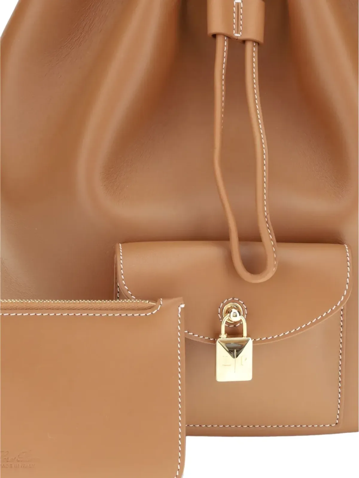 Loro Piana ドローストリングレザーバックパック - 画像5