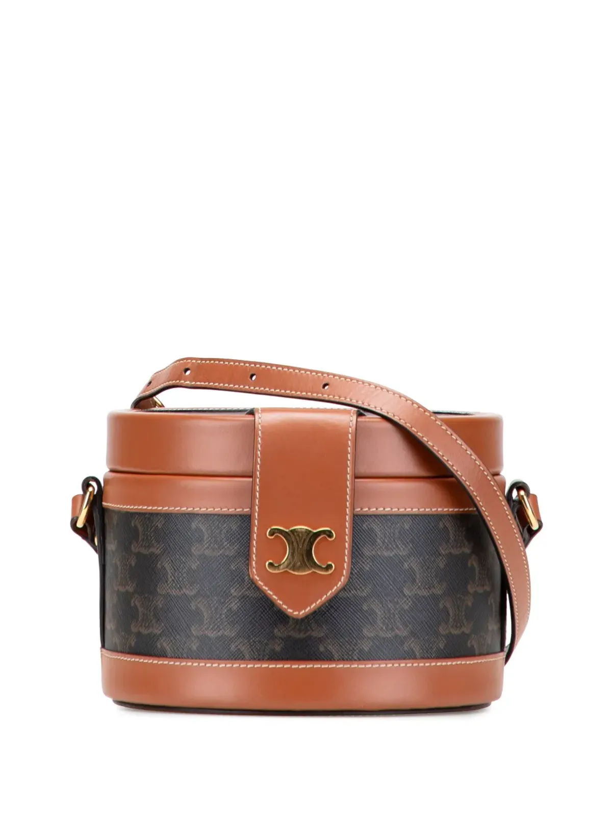 Celine ビンテージ 2020 Medium Triomphe Coated Canvas Tambour crossbody bag - Brown - 画像1
