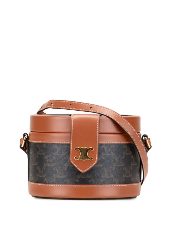 Celine Pre-Owned Celine ビンテージ 2020 Medium Triomphe Coated Canvas Tambour crossbody bag - Brownの商品画像
