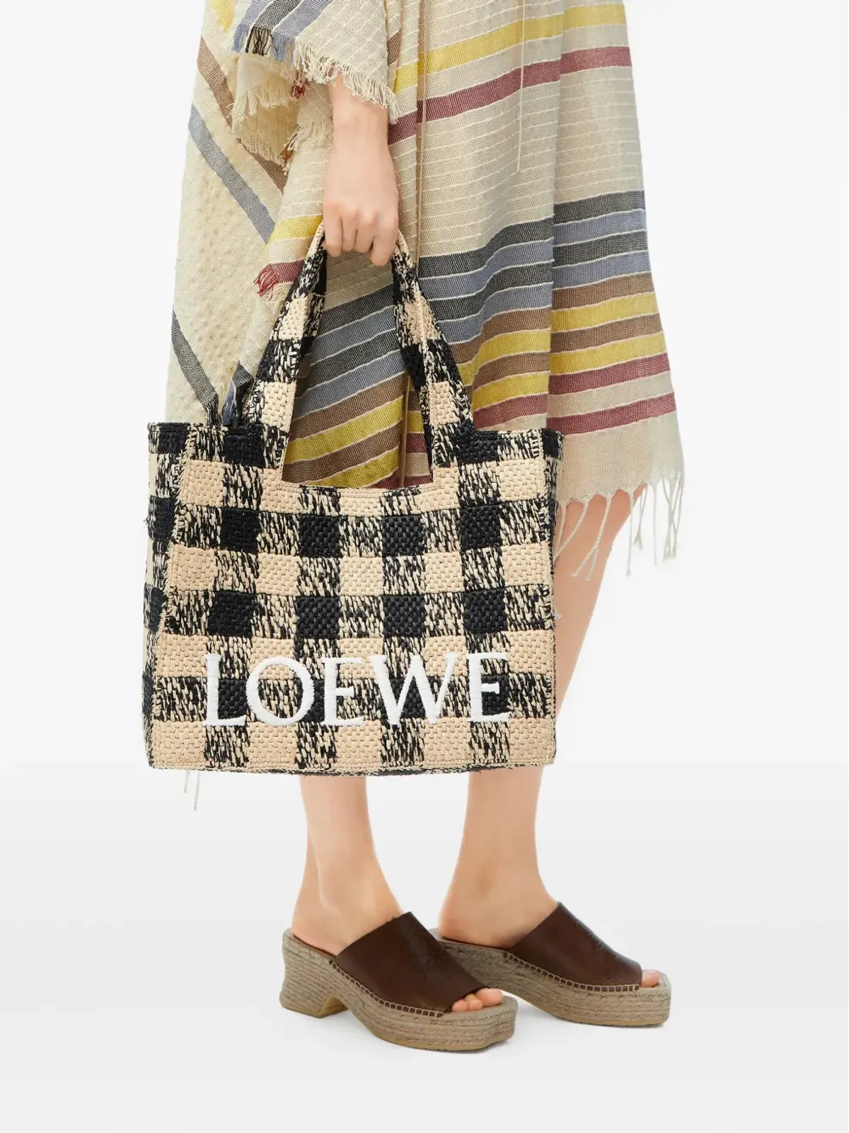 LOEWE フォント チェッカーボード ロゴ トートバッグ - 画像2
