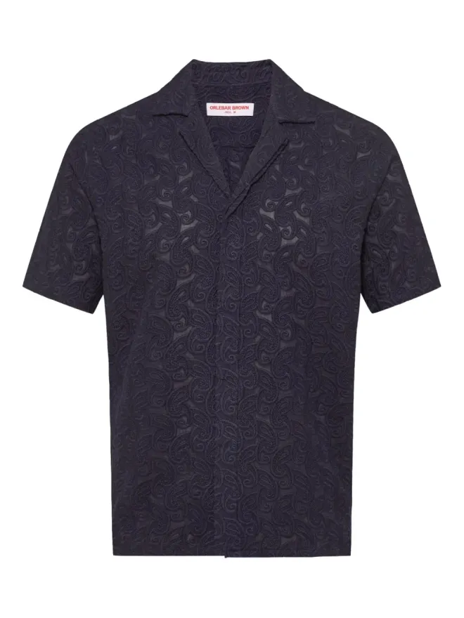 Orlebar Brown Orlebar Brown 刺繍ディテール付き半袖シャツ - ブルーの商品画像