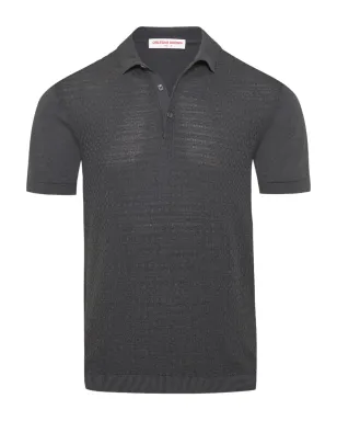 Orlebar Brown Burnham テクスチャード シルクコットン ポロシャツ - Grey - サムネイル1