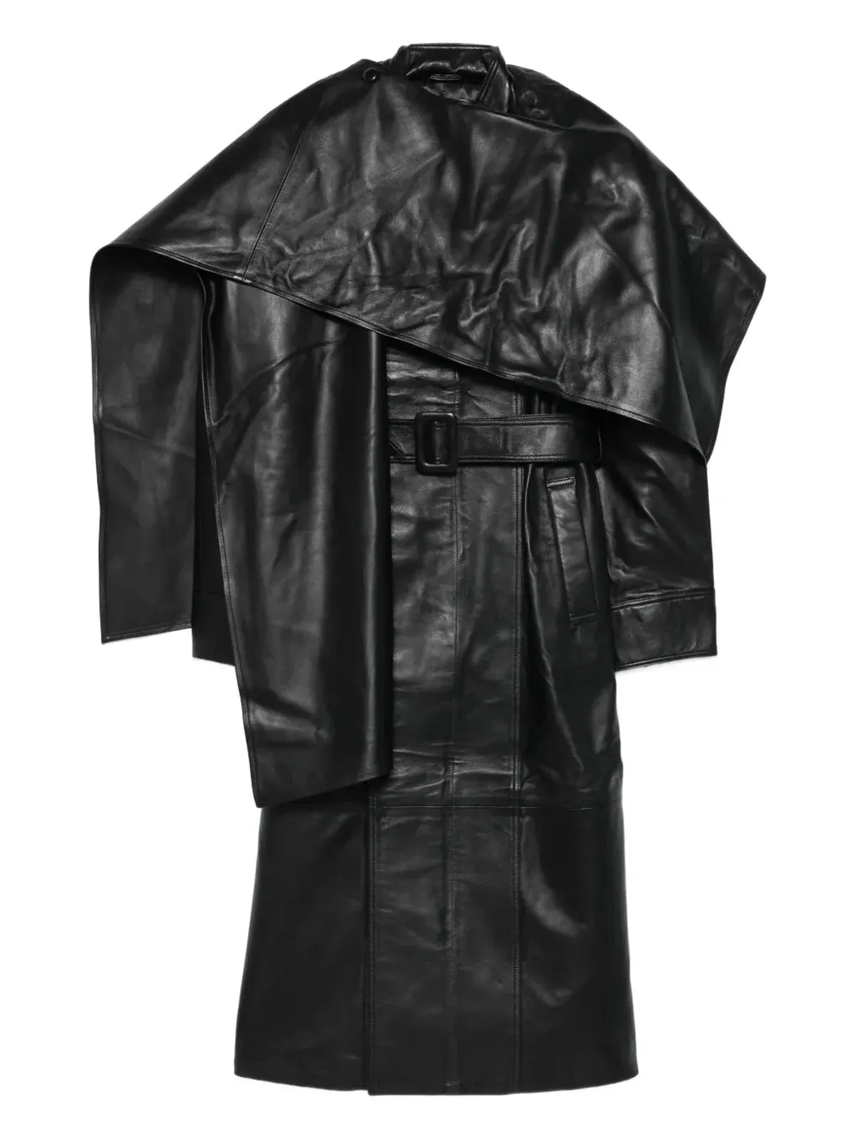 ducie Nina wrap around belted leather coat - 画像1