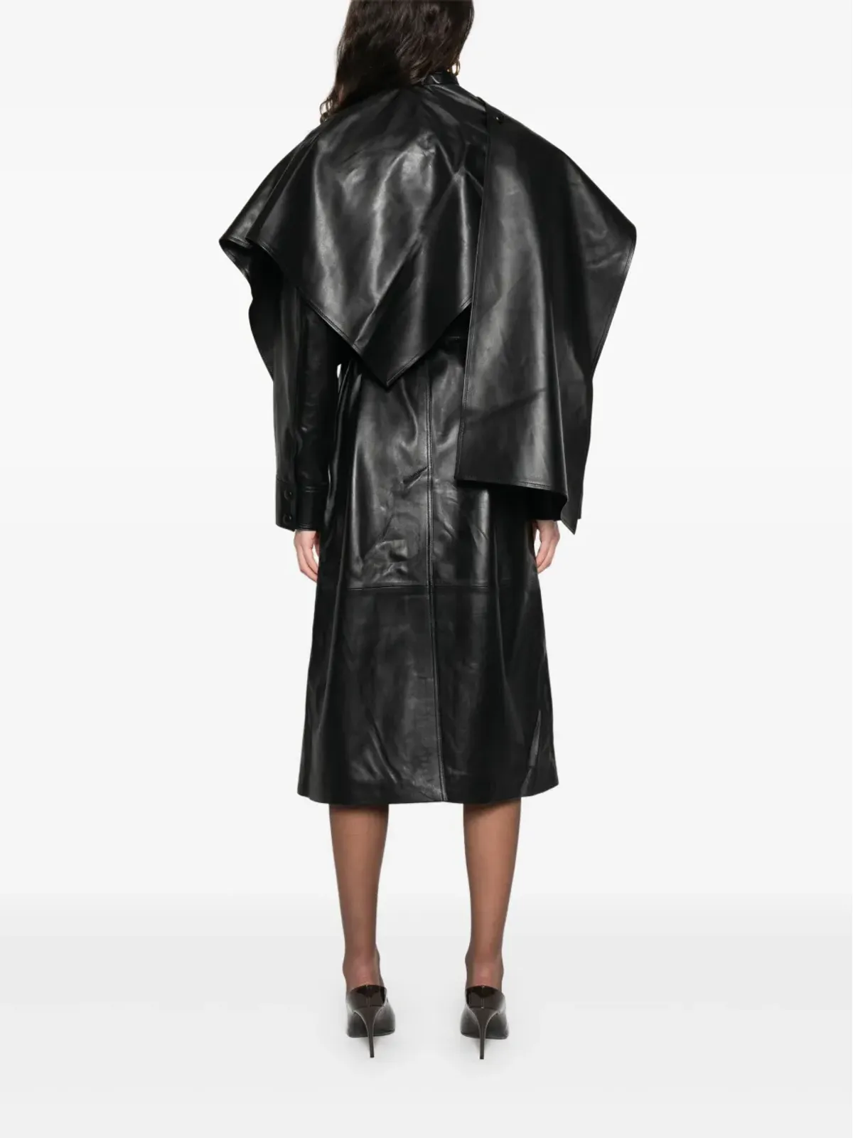 ducie Nina wrap around belted leather coat - 画像4