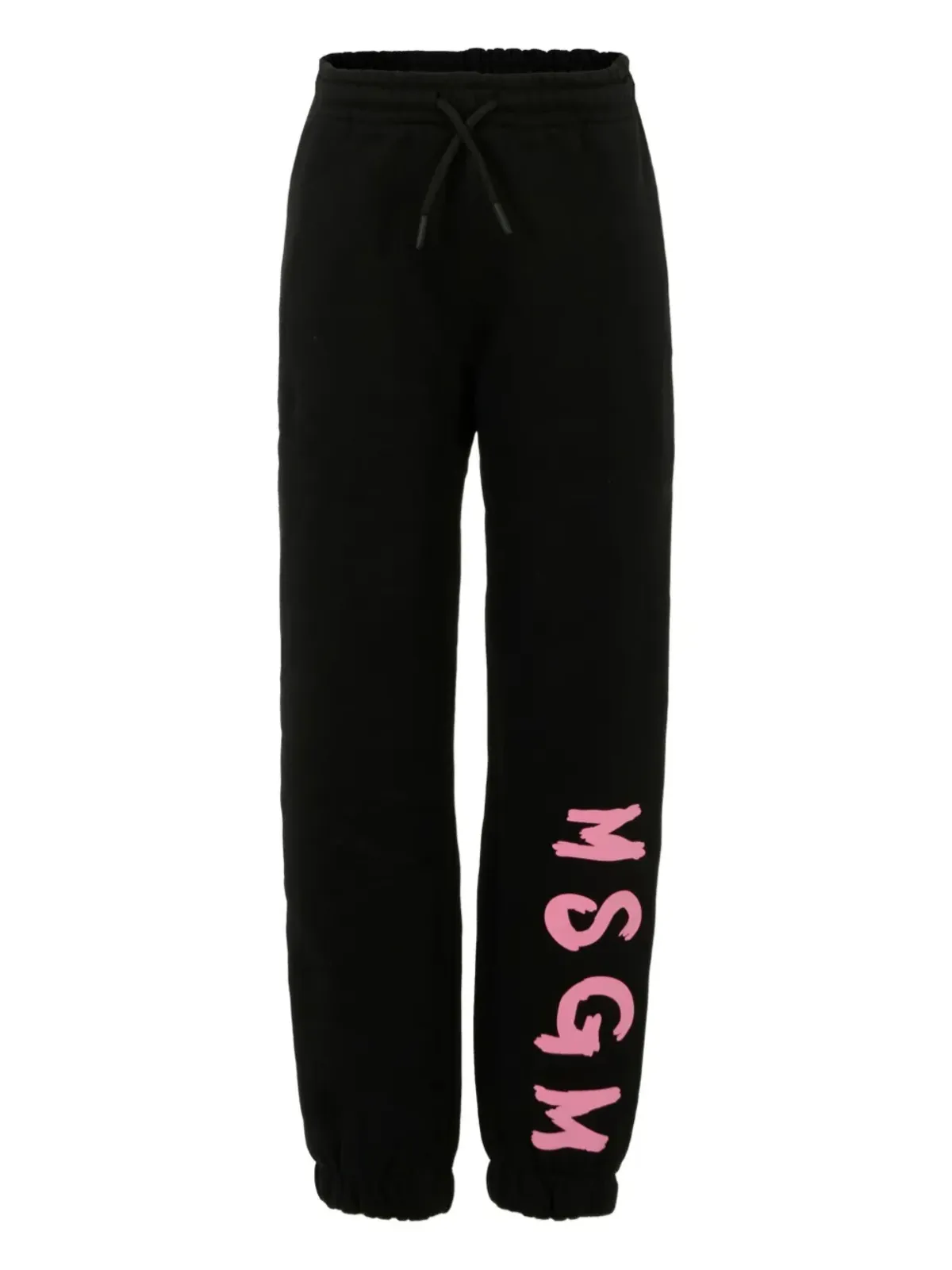 MSGM Kids logo-print cuffed casual trousers - Black - 画像1
