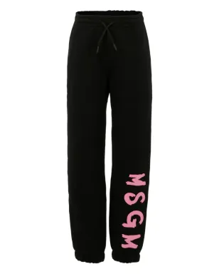 MSGM Kids logo-print cuffed casual trousers - Black - サムネイル1